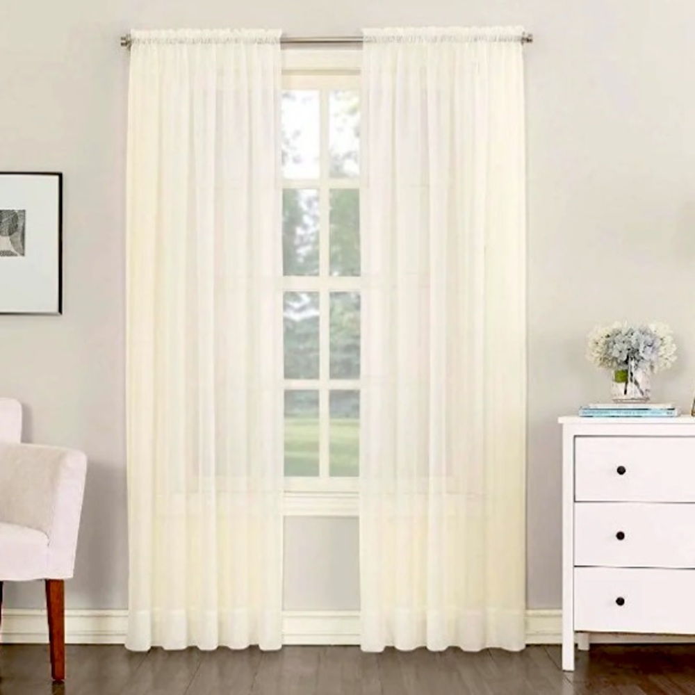 Ivory Curtain Panels Set of 2 Sheer 95” x 59”